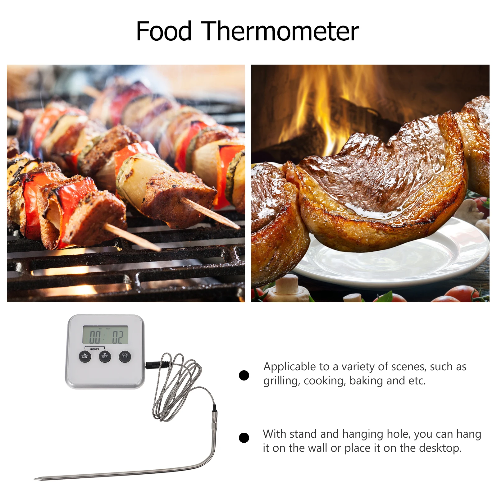 Digital Bbq Thermometer With Alarm Food Cooking Grilling Meat Temperature Timer Waterproof Probe Kitchen Baking Picnic Accessory
Digital Bbq Thermometer With Alarm Food Cooking Grilling Meat Temperature Timer Waterproof Probe Kitchen Baking Picnic Accessory