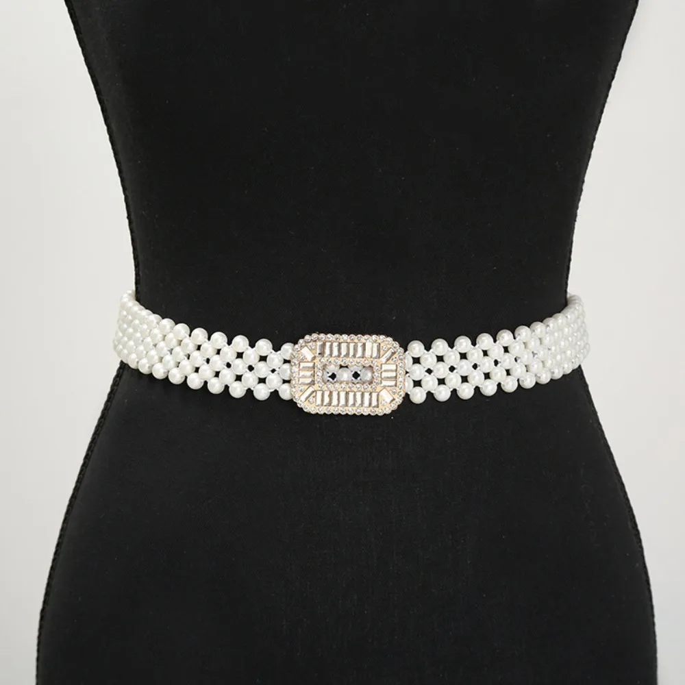 Fashion Bling Pearl Waist Belt Wide Rhinestone Elastic Waistband Metal Buckle Waist Strap Women Waist Belt Party
Fashion Bling Pearl Waist Belt Wide Rhinestone Elastic Waistband Metal Buckle Waist Strap Women Waist Belt Party