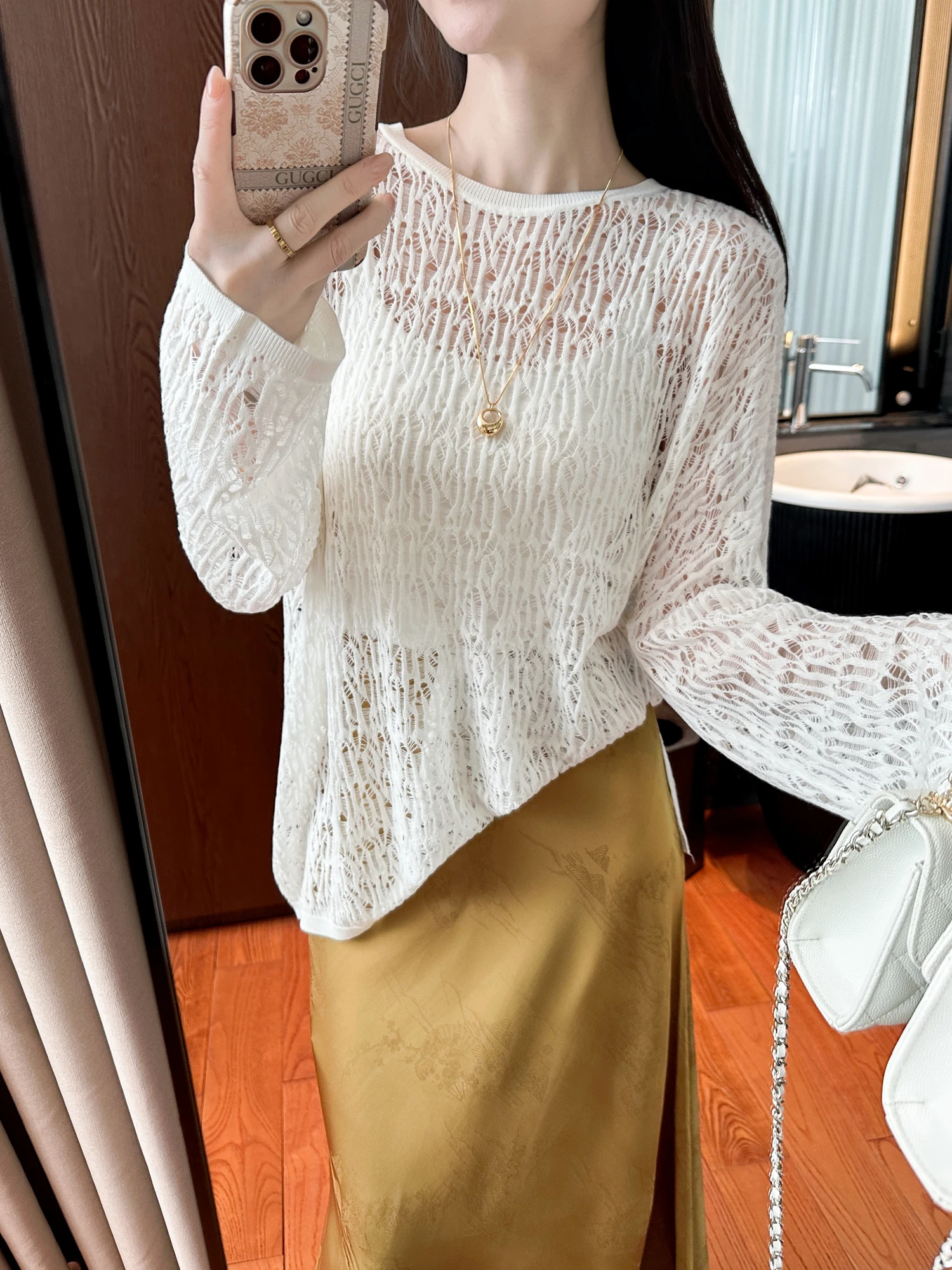You See White Knitted Hollow out Sun Protection Cover up Comfortable Breathable Luxury Feeling Slimming Relaxing Design
You See White Knitted Hollow out Sun Protection Cover up Comfortable Breathable Luxury Feeling Slimming Relaxing Design
