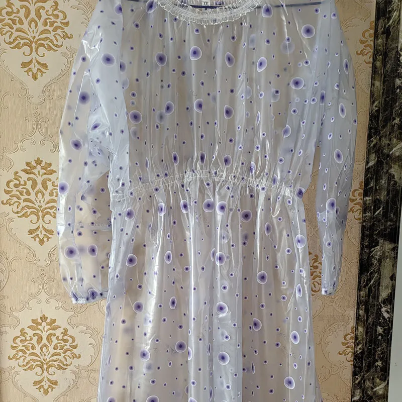 Transparent PVC Dress Big Polka Dot Long Sleeved Lace Round Neck Dresses Soft Silent Waterproof Loose Plastic Fetish Long Skirt
Transparent PVC Dress Big Polka Dot Long Sleeved Lace Round Neck Dresses Soft Silent Waterproof Loose Plastic Fetish Long Skirt