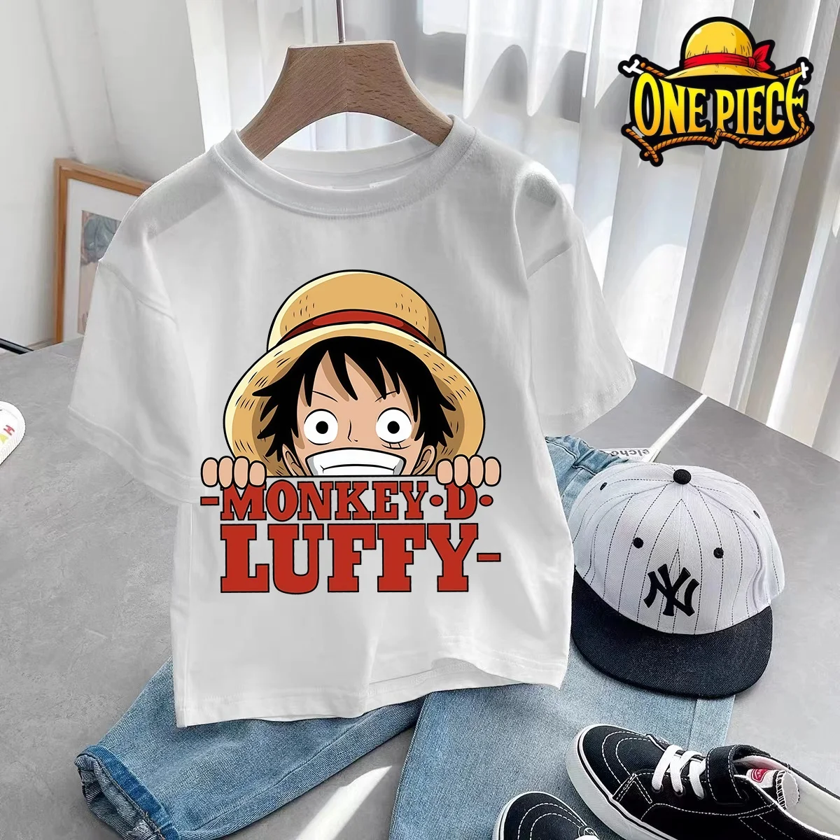 Kids Summer Shirt with Luffy Design One Piece Cotton Tee Boys Short Sleeve Top Cartoon Animation Casual Wear Children's Clothing
Kids Summer Shirt with Luffy Design One Piece Cotton Tee Boys Short Sleeve Top Cartoon Animation Casual Wear Children's Clothing