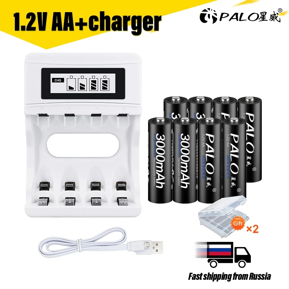 PALO 1.2V NiMH AA Rechargeable Battery 2A Batterie Ni-MH Batteria Pre-charged Batteries For Flashlight Microphone Camera
PALO 1.2V NiMH AA Rechargeable Battery 2A Batterie Ni-MH Batteria Pre-charged Batteries For Flashlight Microphone Camera