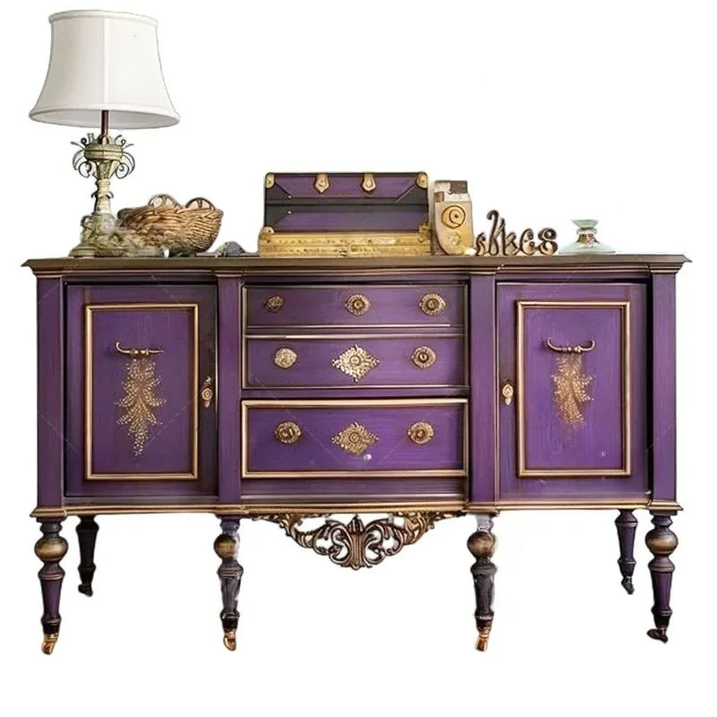 French retro solid wood carving flower entrance cabinet purple gilt decorative cabinet living room locker storage cabinet
French retro solid wood carving flower entrance cabinet purple gilt decorative cabinet living room locker storage cabinet