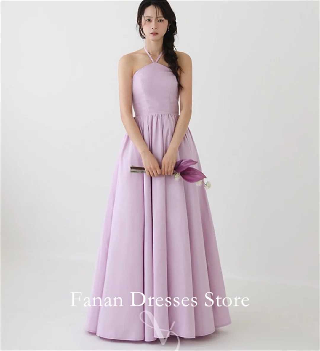 FANAN Satin A-Line Light Purple Halter Evening Party Dresses Korea Lace-up Wedding Women Gowns Event Prom Gowns Customized
FANAN Satin A-Line Light Purple Halter Evening Party Dresses Korea Lace-up Wedding Women Gowns Event Prom Gowns Customized