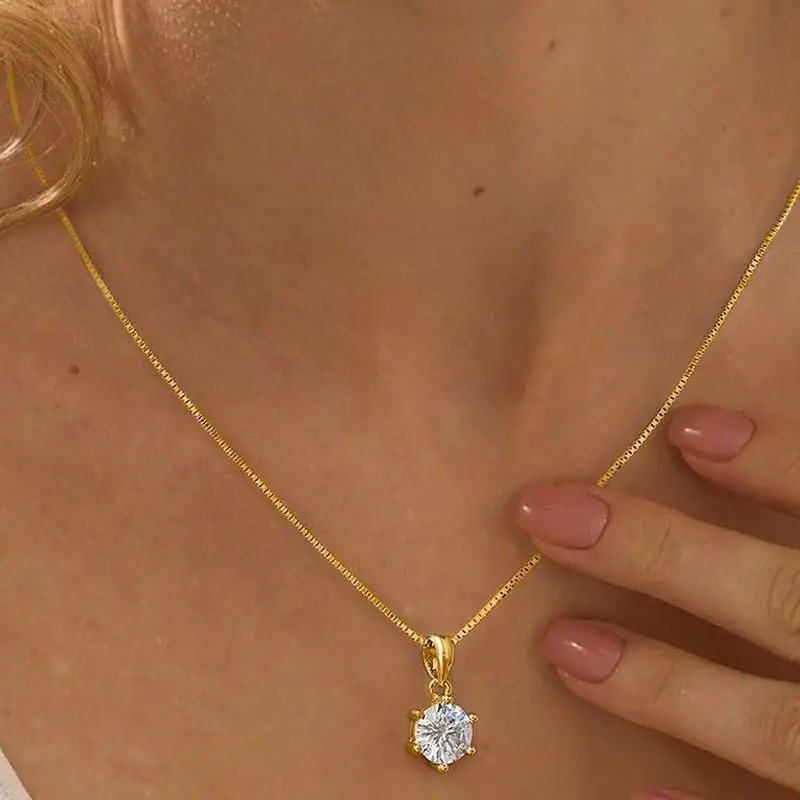 Стильное серебряное сертифицированное 1 карат модное ожерелье с подвеской из муассанита и бриллианта для женщин, длинная цепочка из стерлингового серебра 925 пробы, ювелирные изделия 
Стильное серебряное сертифицированное 1 карат модное ожерелье с подвеской из муассанита и бриллианта для женщин, длинная цепочка из стерлингового серебра 925 пробы, ювелирные изделия