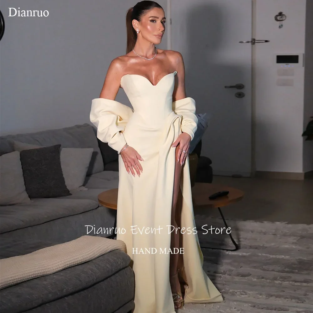 Dianruo Sweetheart Draped Sleeves Evening Dresses Side Slit Robe De Soirée Femme Sleeveless Special Occasion Gowns Customized 
Dianruo Sweetheart Draped Sleeves Evening Dresses Side Slit Robe De Soirée Femme Sleeveless Special Occasion Gowns Customized