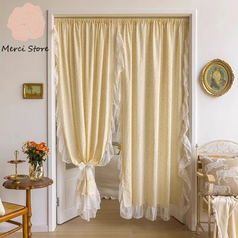 Merici Store French Fresh Cream Pastoral Floral Cotton Window Curtain for Living Room Rental House Partition Door Half Drapes
Merici Store French Fresh Cream Pastoral Floral Cotton Window Curtain for Living Room Rental House Partition Door Half Drapes