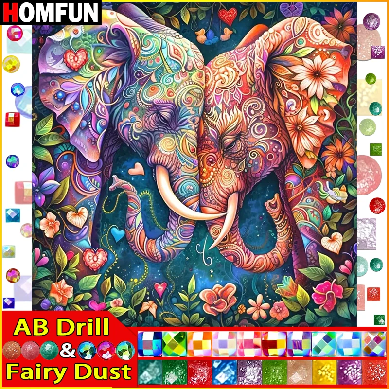 HOMFUN Fairy Dust AB Full Diamond Embroidery "Animal Elephant" Diamond Painting Patterns Rhinestone Unfinished Home Decor 
HOMFUN Fairy Dust AB Full Diamond Embroidery "Animal Elephant" Diamond Painting Patterns Rhinestone Unfinished Home Decor