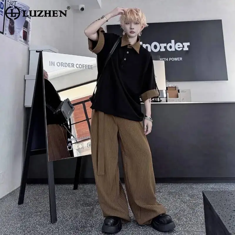 LUZHEN 2026 Summer High Quality Splicing Short Sleeve T-shirts Men's Handsome Baggy Straight Casual Pants Two-piece Sets JY6540
LUZHEN 2026 Summer High Quality Splicing Short Sleeve T-shirts Men's Handsome Baggy Straight Casual Pants Two-piece Sets JY6540