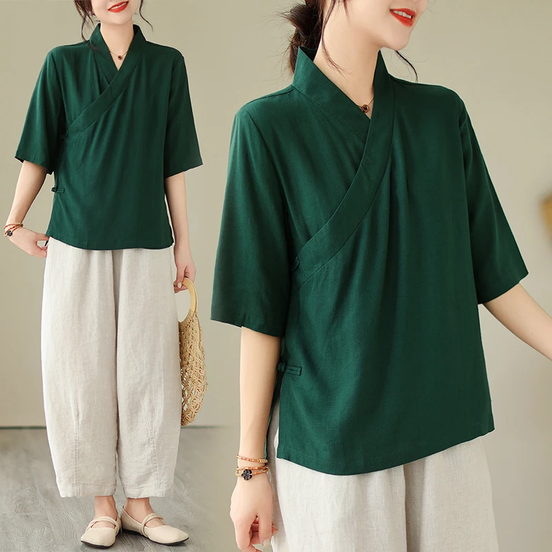 Женская рубашка большого размера: модная, на пуговицах, с воротником, в винтажном китайском стиле, весна-лето, новинка, для повседневной носки, художественный дизайн
Женская рубашка большого размера: модная, на пуговицах, с воротником, в винтажном китайском стиле, весна-лето, новинка, для повседневной носки, художественный дизайн