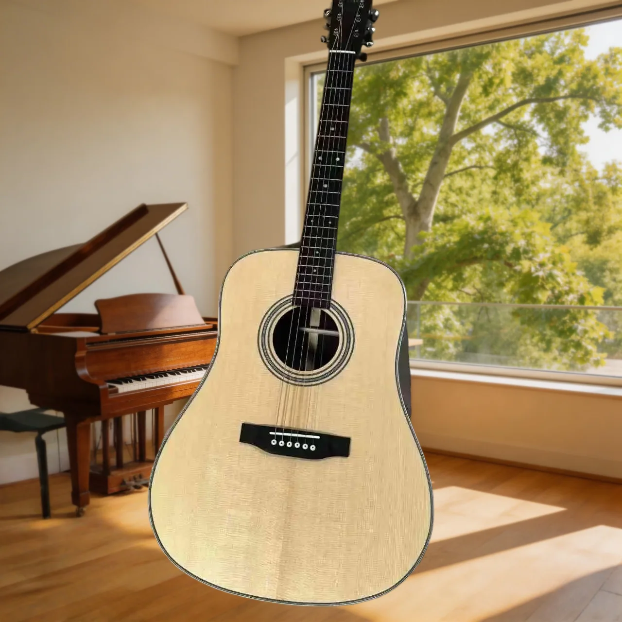 D28 Acoustic Guitar Solid Wood Natural Finish with Dot Fingerboard Inlays Spruce Top Rosewood Fingerboard Fishman 301 Pickup
D28 Acoustic Guitar Solid Wood Natural Finish with Dot Fingerboard Inlays Spruce Top Rosewood Fingerboard Fishman 301 Pickup