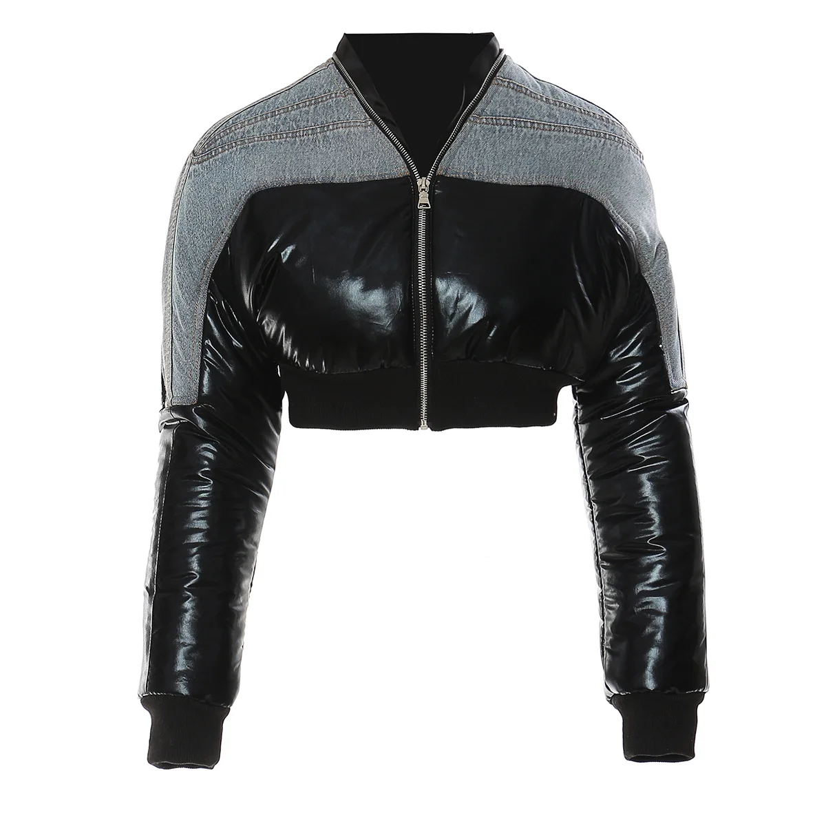Autumn and Winter Women's Motorcycle-Style Short Coat Cool Denim Patchwork Down and Cotton Down Coats for Women
Autumn and Winter Women's Motorcycle-Style Short Coat Cool Denim Patchwork Down and Cotton Down Coats for Women