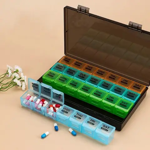 1set Weekly Pill Organizer, Large 7 Day Pill Case, Daily Vitamin Case Medicine Box, Pill Containers for Medicine Supplements