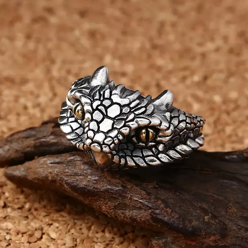 925 sterling silver retro personalized viper ring, original handmade men's and women's rings, domineering and adjustable mouth r
925 sterling silver retro personalized viper ring, original handmade men's and women's rings, domineering and adjustable mouth r