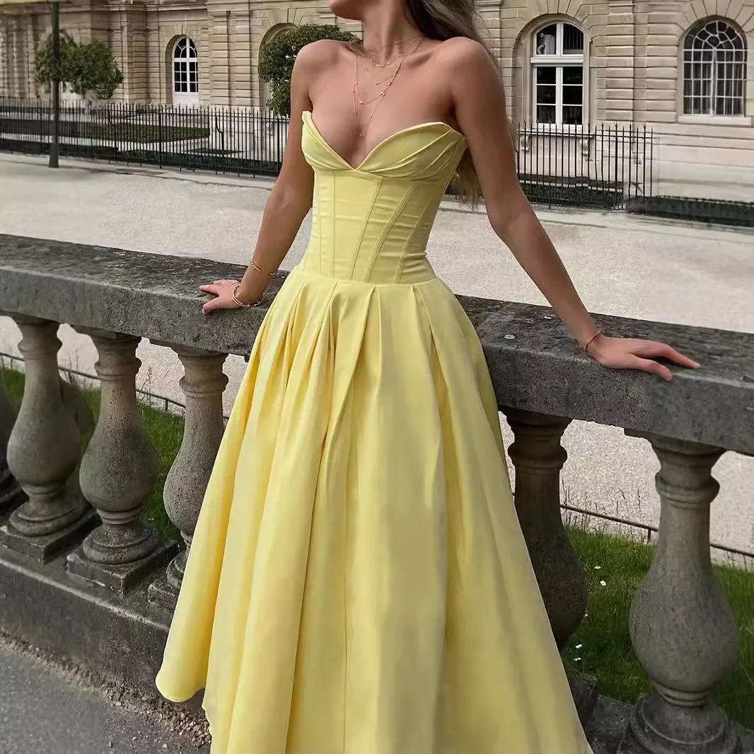 Women's clothing sexy tube top halter fishbone waist sleeveless dress high-end fashion simple temperament elegant versatile high
Women's clothing sexy tube top halter fishbone waist sleeveless dress high-end fashion simple temperament elegant versatile high