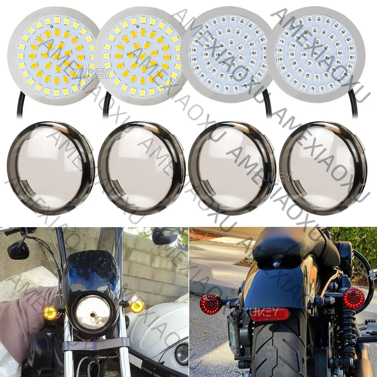 WANWUXIN 2" 1157 Front Rear Turn Signal Indicator Light Kit with Smoke Lens Cover for Harley Dyna Softail Touring Sportster Tri
WANWUXIN 2" 1157 Front Rear Turn Signal Indicator Light Kit with Smoke Lens Cover for Harley Dyna Softail Touring Sportster Tri