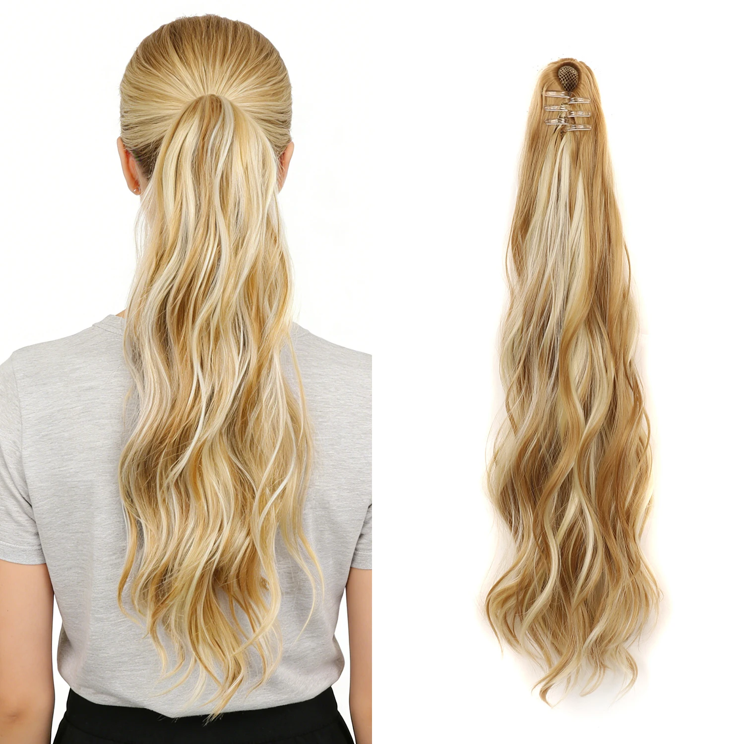 22 Inch Curly Wavy Claw Clip Ponytail Hair Extensions Synthetic Hairpiece Small Claw Clip in Hairpiece for Women Heat Resistant
22 Inch Curly Wavy Claw Clip Ponytail Hair Extensions Synthetic Hairpiece Small Claw Clip in Hairpiece for Women Heat Resistant