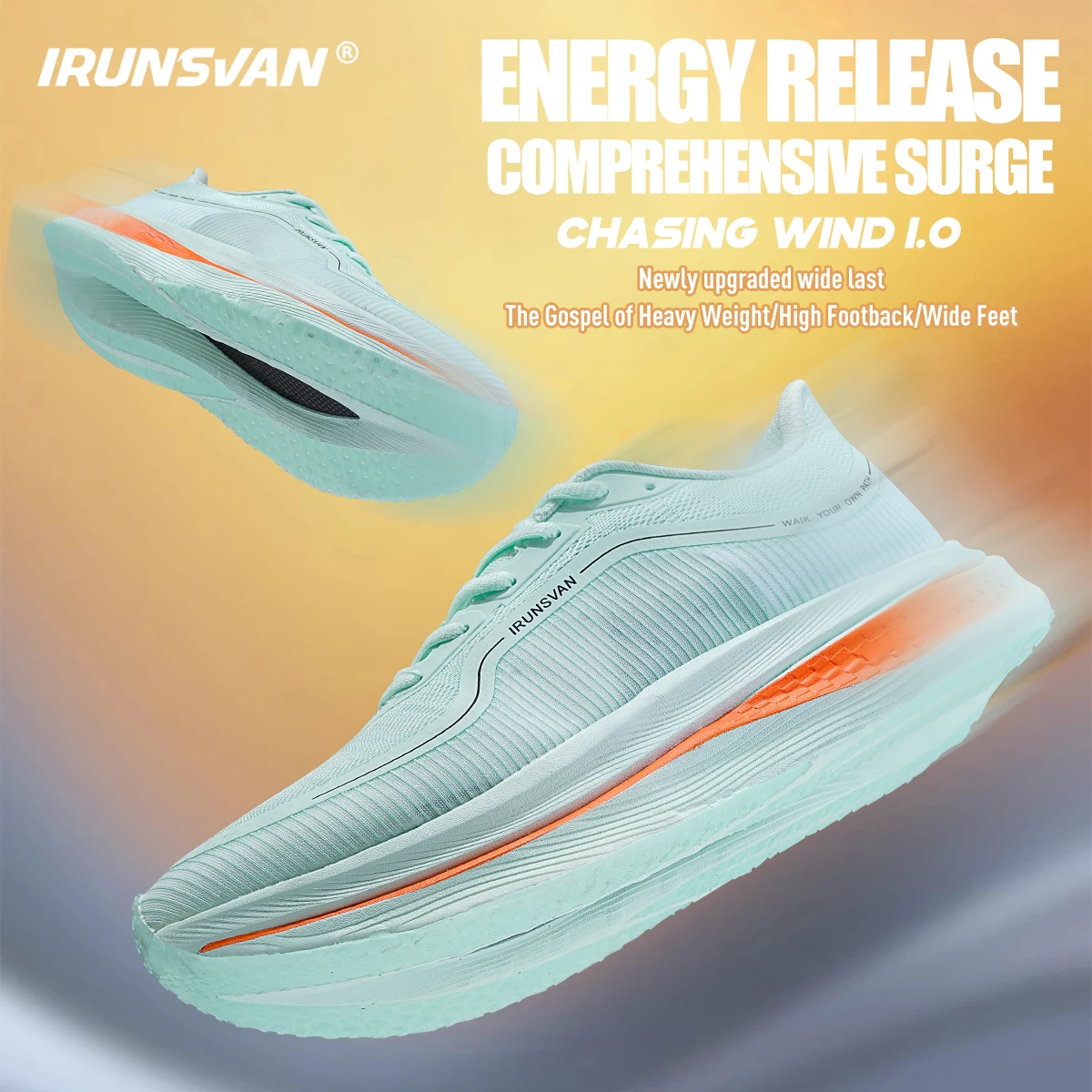 IRUNSVAN Wind Blowing 1.0 Мужские дорожные кроссовки для марафона с карбоновой доской - дышащая сетка, легкая, обеспечивает амортизацию
IRUNSVAN Wind Blowing 1.0 Мужские дорожные кроссовки для марафона с карбоновой доской - дышащая сетка, легкая, обеспечивает амортизацию