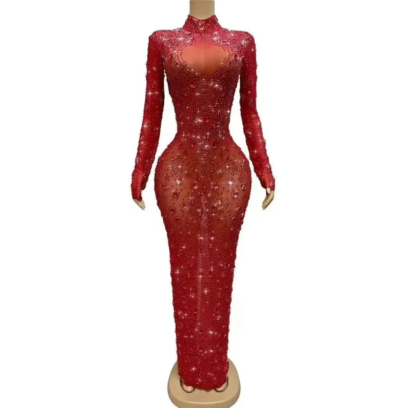 Sexy Stage show Rhinestones Dress Birthday Party Evening Mesh Transparent Mesh Outfit Stage Performance Costume
Sexy Stage show Rhinestones Dress Birthday Party Evening Mesh Transparent Mesh Outfit Stage Performance Costume