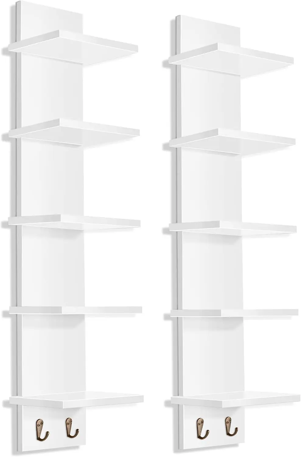 5-Tier Wall Shelf Unit with Hooks, Vertical Floating Shelves for Bathroom & Bedroom Storage Organizer, Home Decor (2 Pack)
5-Tier Wall Shelf Unit with Hooks, Vertical Floating Shelves for Bathroom & Bedroom Storage Organizer, Home Decor (2 Pack)