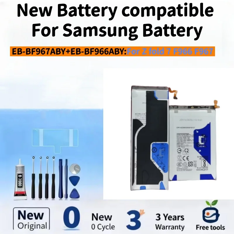 New Battery Compatible For Z fold 7 F966 F967 EB-BF967ABY EB-BF966ABY Mobile Phone Batteries + Free Tools
New Battery Compatible For Z fold 7 F966 F967 EB-BF967ABY EB-BF966ABY Mobile Phone Batteries + Free Tools