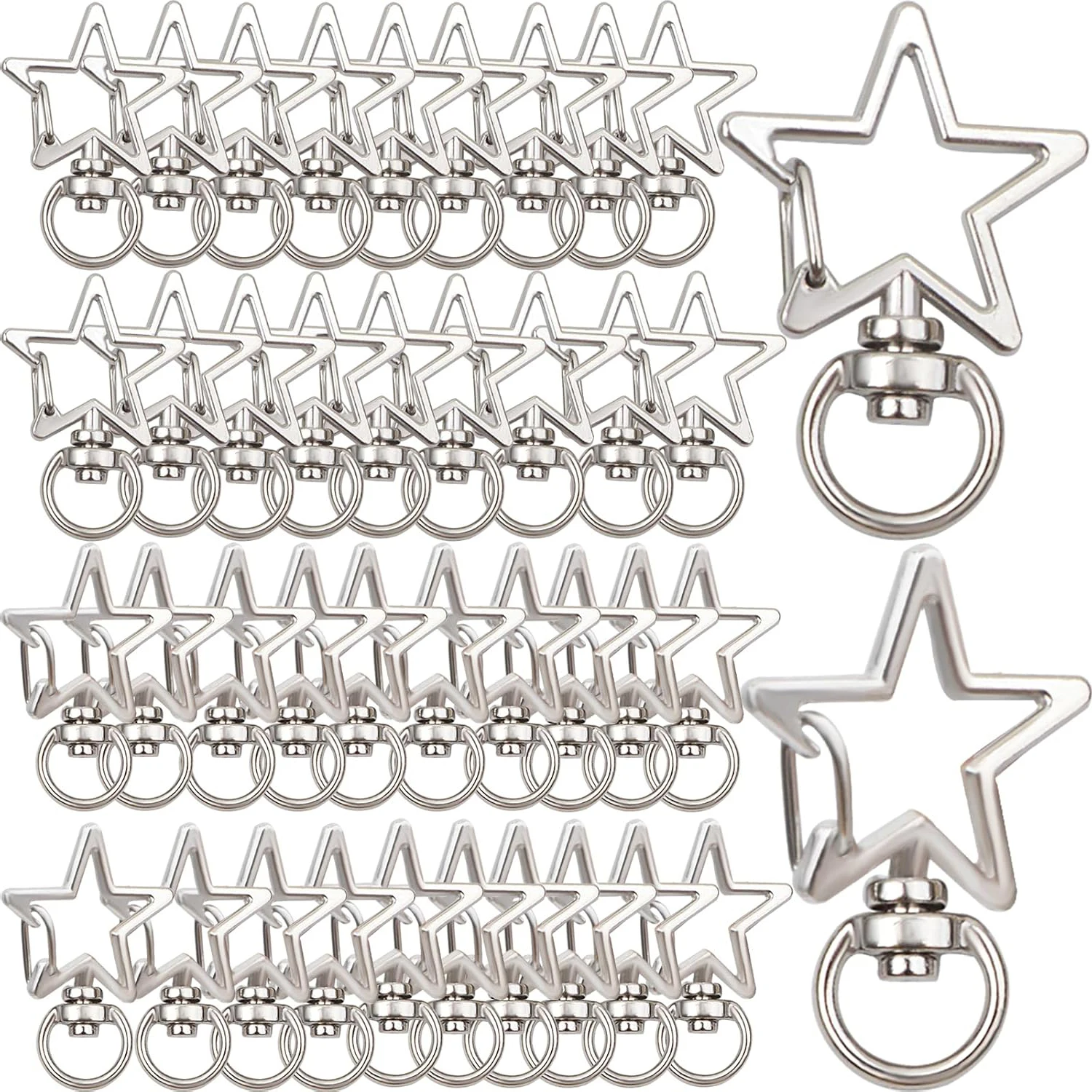 40 Pieces Star Shape Swivel Lobster Claw Clasps Silver Zinc Alloy Snap Hook Keychains Clips DIY Keyrings for Backpacks Bags
40 Pieces Star Shape Swivel Lobster Claw Clasps Silver Zinc Alloy Snap Hook Keychains Clips DIY Keyrings for Backpacks Bags