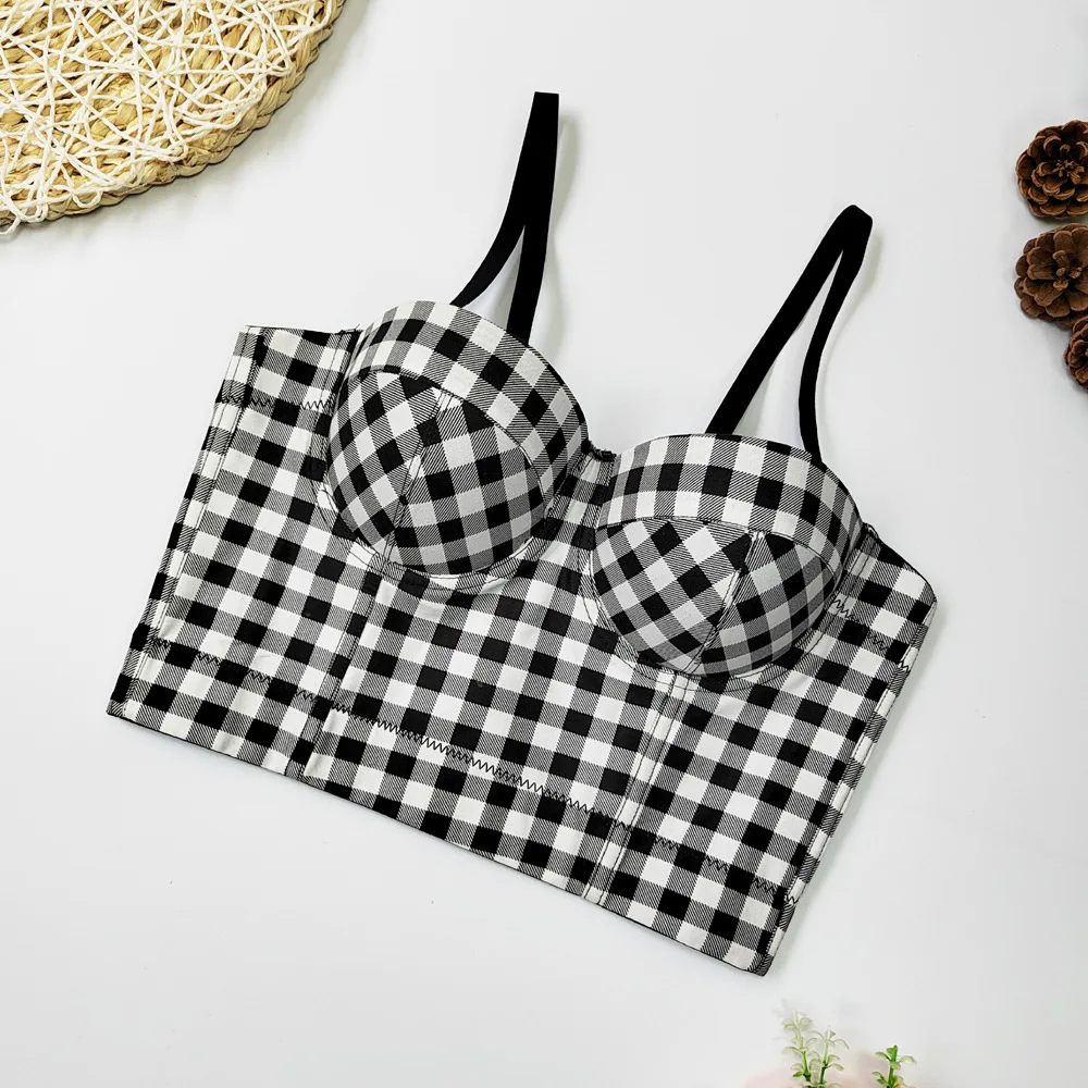 Vintage 2024 Women Vest Corset Plaid Checker Print Short Top Party Night Club Bustier Push-up Bra Crop Top Black 44933
Vintage 2024 Women Vest Corset Plaid Checker Print Short Top Party Night Club Bustier Push-up Bra Crop Top Black 44933