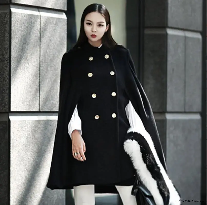 Fall New Fashion Women's Double-breasted Stand-up Collar Coats Woolen Long Sleeve Jacket Korean Style Thin Belt Black Top Women
Fall New Fashion Women's Double-breasted Stand-up Collar Coats Woolen Long Sleeve Jacket Korean Style Thin Belt Black Top Women