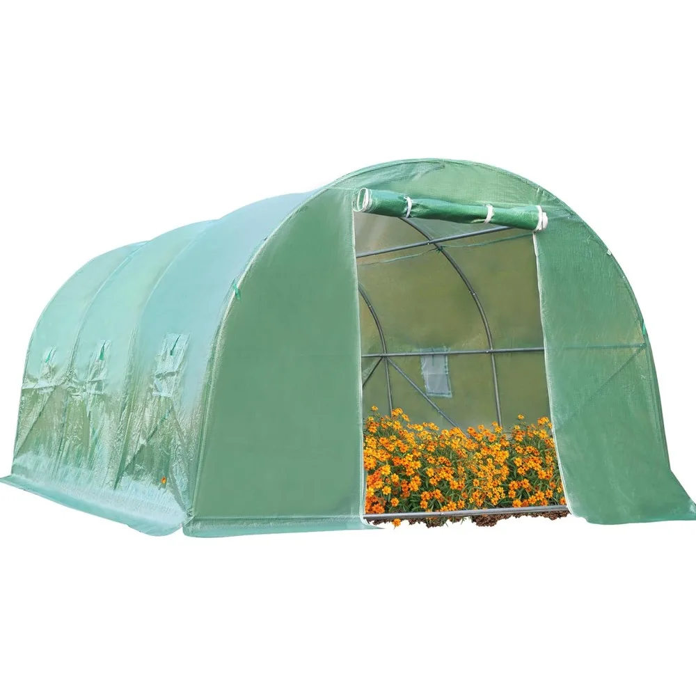 15x7x7FT Greenhouse Tunnel Portable Gardening Shelter with Sturdy Metal Frame, PE Cover, 6 Retractable Curtains, and Double Zipp
15x7x7FT Greenhouse Tunnel Portable Gardening Shelter with Sturdy Metal Frame, PE Cover, 6 Retractable Curtains, and Double Zipp