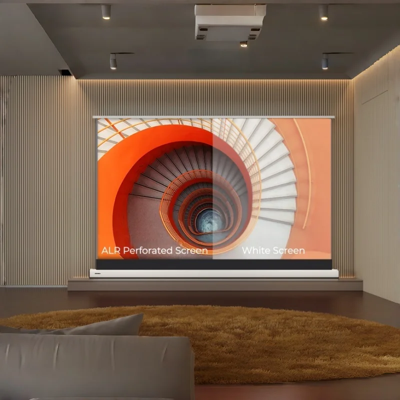 Modern Electric Floor Rising Projector Screen, Motorized with ALR Acoustic Transparent Fabric, Sleek Design for Living Room
Modern Electric Floor Rising Projector Screen, Motorized with ALR Acoustic Transparent Fabric, Sleek Design for Living Room