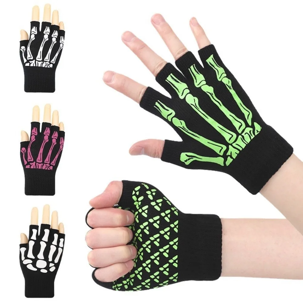 Black Punk Skeleton Gloves Stretch Knitted Skull Half Finger Gloves Thicken Ghost Claw Halloween Skeleton Gloves Winter Season
Black Punk Skeleton Gloves Stretch Knitted Skull Half Finger Gloves Thicken Ghost Claw Halloween Skeleton Gloves Winter Season
