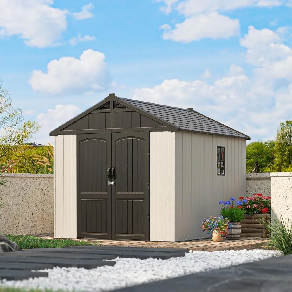 8 x 10 FT Resin Outdoor Storage Shed with Floor, Plastic Shed with Window and Lockable Door for Garden, Backyard, Tool
8 x 10 FT Resin Outdoor Storage Shed with Floor, Plastic Shed with Window and Lockable Door for Garden, Backyard, Tool