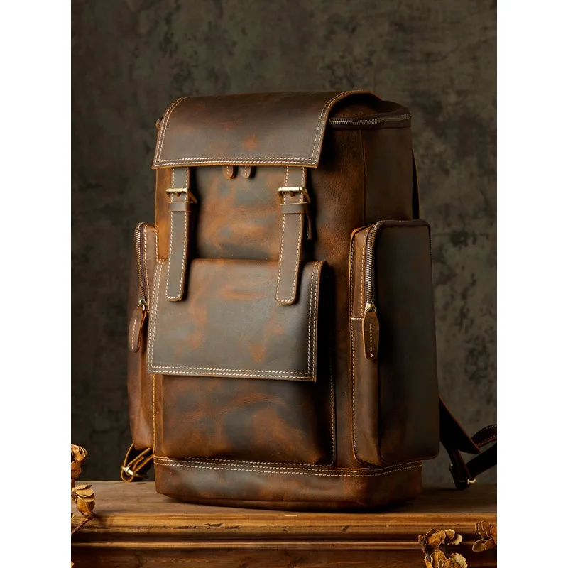 Handmade Cowhide Backpack Men's Large-capacity Locomotive Men's Bag Cycling Travel Leather Bag Tide Brand
Handmade Cowhide Backpack Men's Large-capacity Locomotive Men's Bag Cycling Travel Leather Bag Tide Brand
