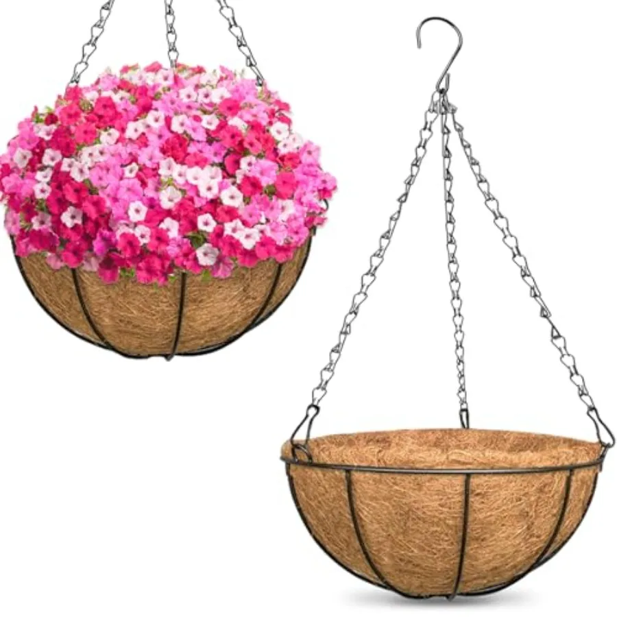 Large Hanging Baskets for Plants Outdoor with Coconut Liners Replacement, Hangg planters Baskets with Natural Coco Ler for Outd
Large Hanging Baskets for Plants Outdoor with Coconut Liners Replacement, Hangg planters Baskets with Natural Coco Ler for Outd