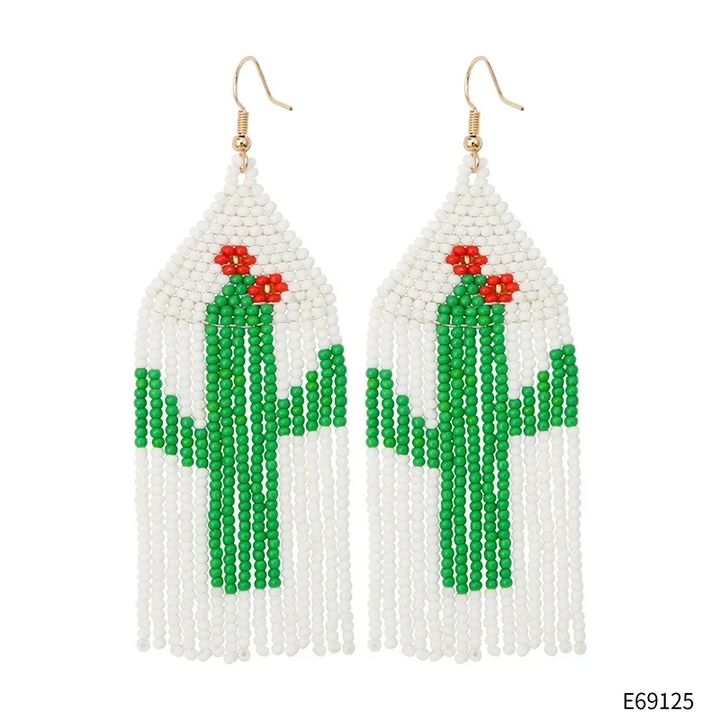 Rice bead earrings Bohemia Hand weaving Pattern Originality Cactus Fashion Simplicity Alloy Tassels Female Beaded earrings
Rice bead earrings Bohemia Hand weaving Pattern Originality Cactus Fashion Simplicity Alloy Tassels Female Beaded earrings
