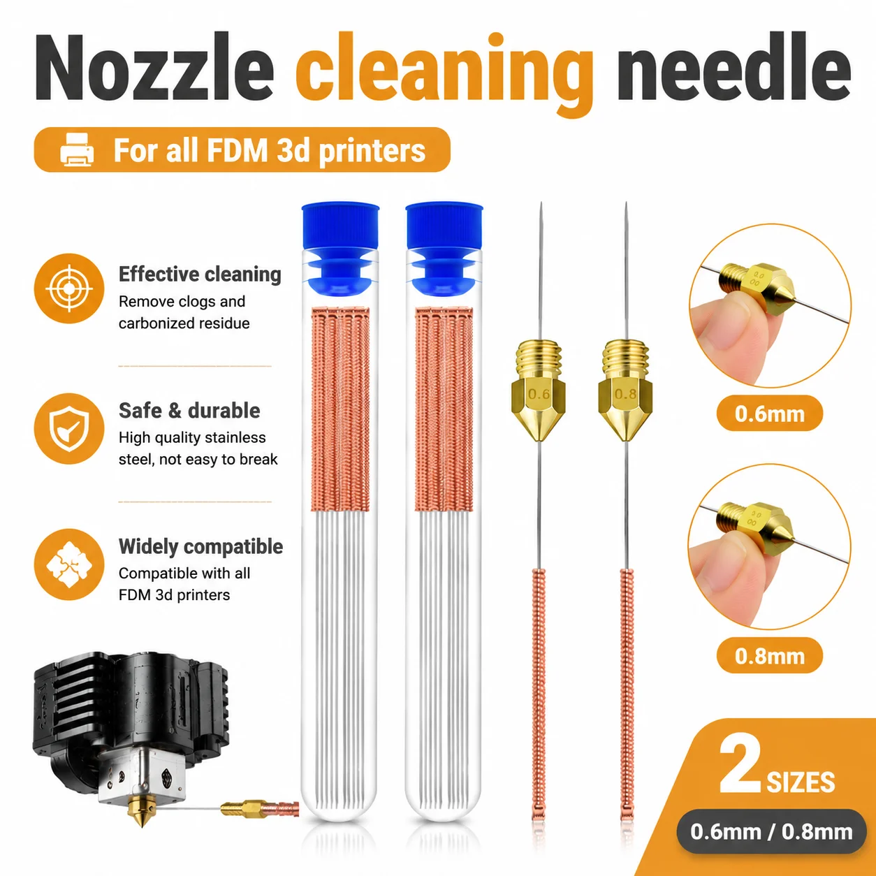 3D Printer Nozzle Cleaning Kit 0.6/0.8mm Stainless Steel Nozzle Cleaning Needles Cleaner Tool For 3D Printer Accessories
3D Printer Nozzle Cleaning Kit 0.6/0.8mm Stainless Steel Nozzle Cleaning Needles Cleaner Tool For 3D Printer Accessories