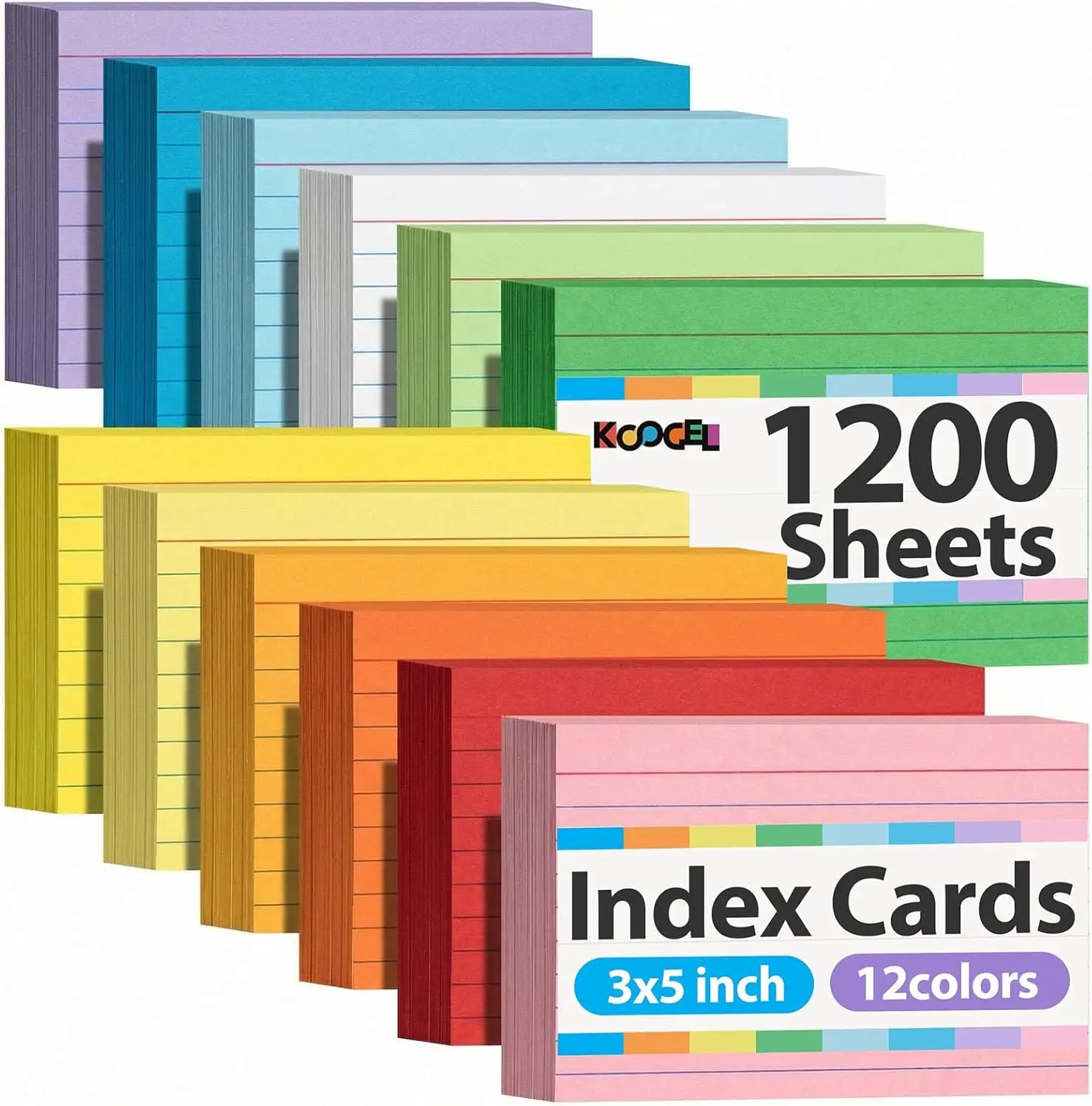 1200PCS Colored Index Cards 3x5, Ruled Heavy Notecards for Study Office School Supplies
1200PCS Colored Index Cards 3x5, Ruled Heavy Notecards for Study Office School Supplies