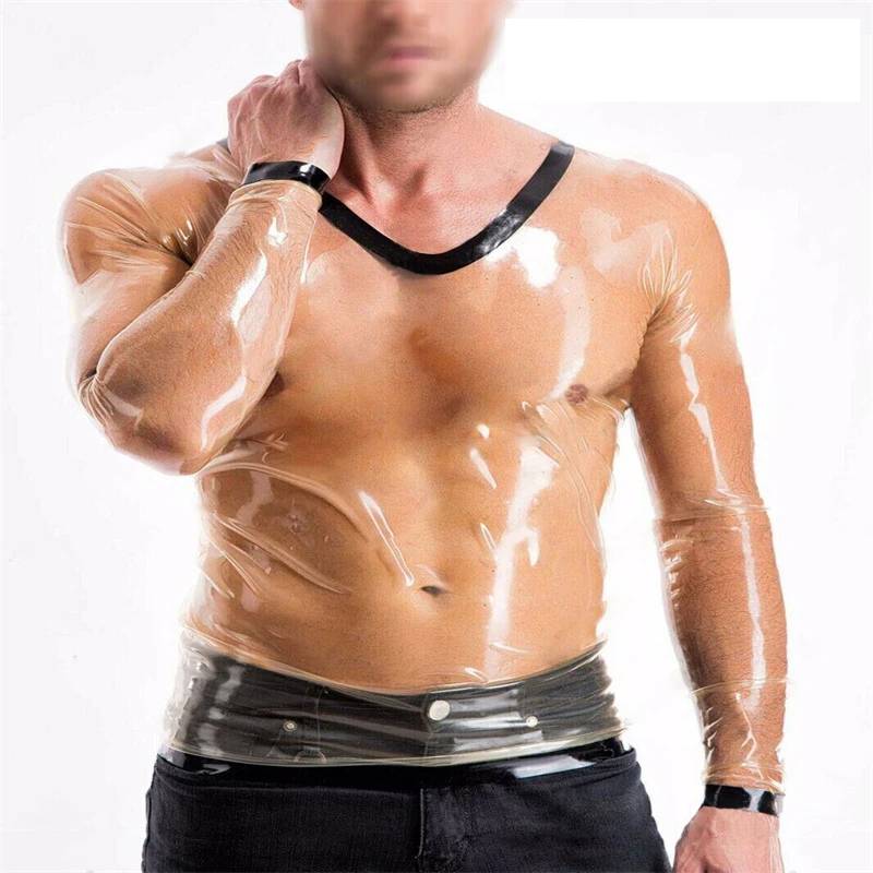 Handmade Transparent Latex Tank Top Clothes with Black Trims Long Sleeveless Rubber Shirt
Handmade Transparent Latex Tank Top Clothes with Black Trims Long Sleeveless Rubber Shirt