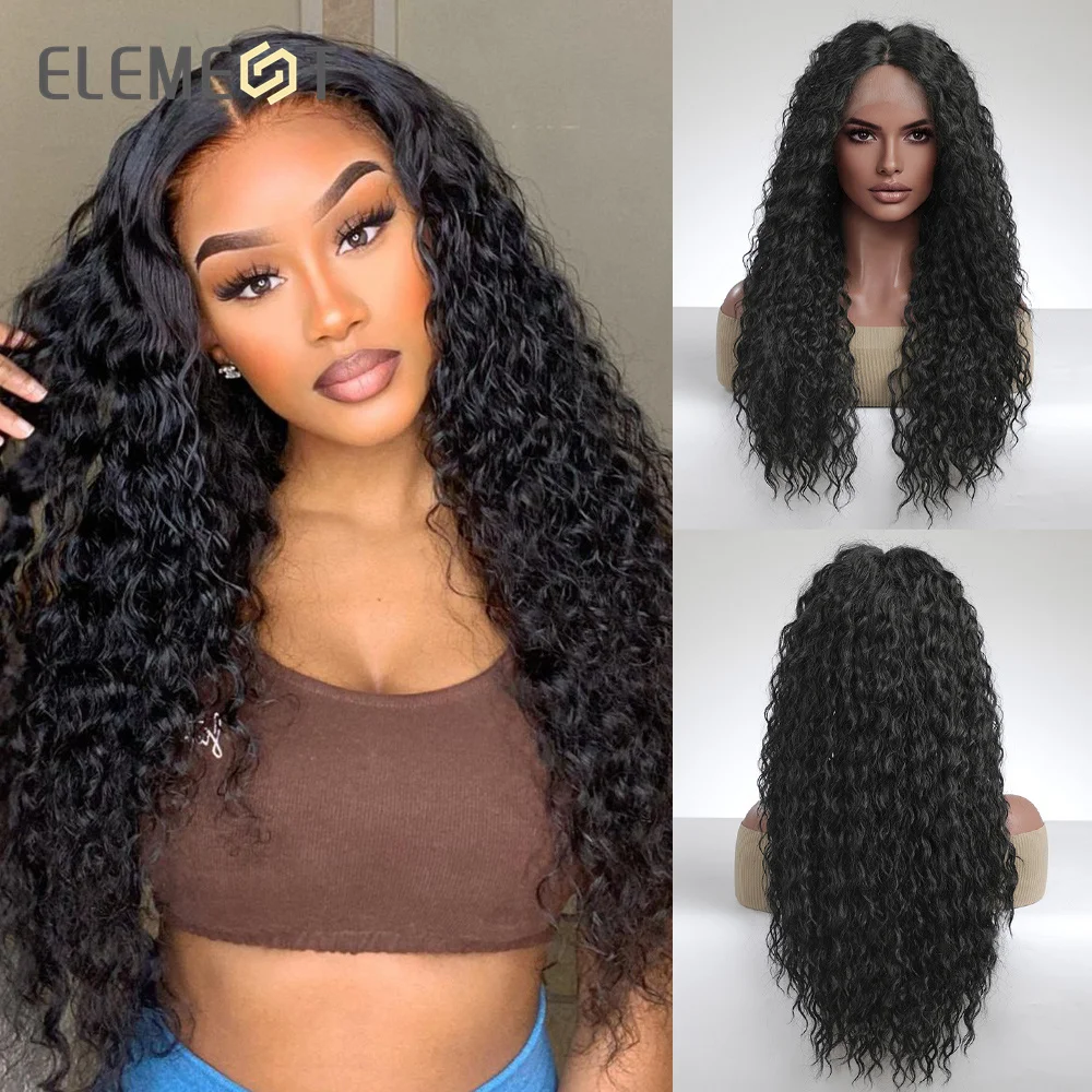 ELEMENT Lace Front Synthetic Wig Long Curly Kinky Black Wigs with Highlight Hair Wigs for Women Ladies Daily Party Natural
ELEMENT Lace Front Synthetic Wig Long Curly Kinky Black Wigs with Highlight Hair Wigs for Women Ladies Daily Party Natural