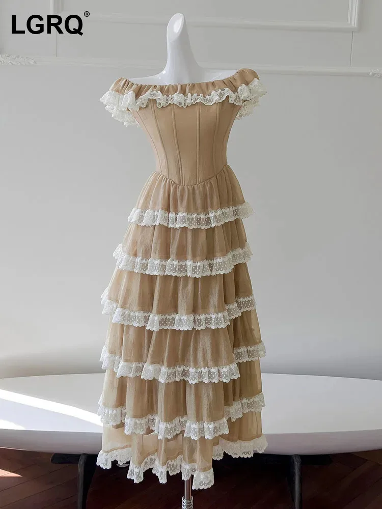 LGRQ Women's Contrast Color Cake Dress Fashion Design Slash Neck Off Shoulder High Waist Elegant Dresses 2024 Summer New Clothes
LGRQ Women's Contrast Color Cake Dress Fashion Design Slash Neck Off Shoulder High Waist Elegant Dresses 2024 Summer New Clothes