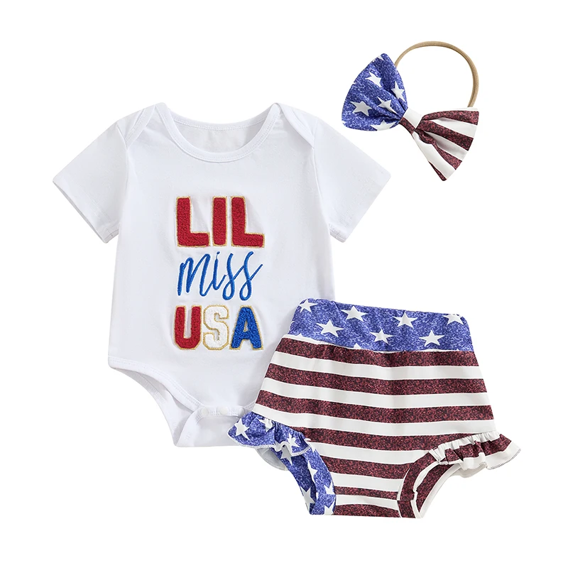 Newborn Baby Girl 4th of July Outfit Letter Print Short Sleeve Romper Stripe Star Shorts Outfit
Newborn Baby Girl 4th of July Outfit Letter Print Short Sleeve Romper Stripe Star Shorts Outfit