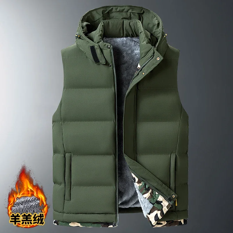 Men Cotton Thick Warm Vest Jacket Winter Vest for Man male Plush Hooded Vest Men's Autumn Winter Trendy Personality Down Vest
Men Cotton Thick Warm Vest Jacket Winter Vest for Man male Plush Hooded Vest Men's Autumn Winter Trendy Personality Down Vest