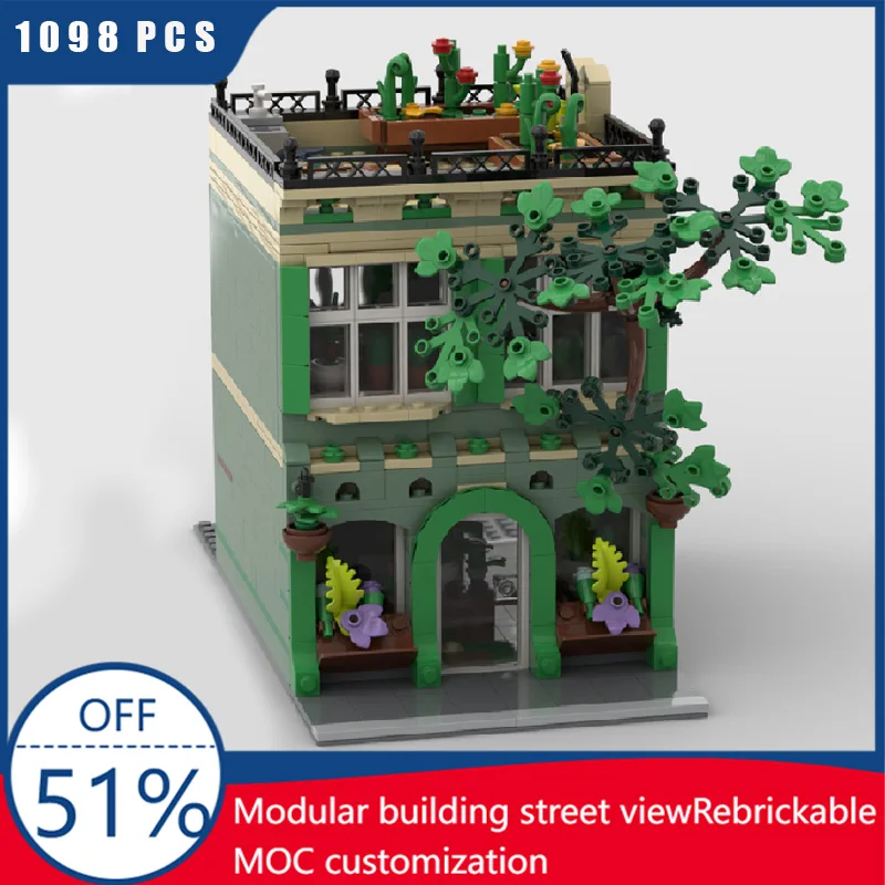 1098 PCS MOC Creative City Street View Plant Shop Model Architecture Building Block DIY Kids Assembly Bricks Popular Toys Gifts
1098 PCS MOC Creative City Street View Plant Shop Model Architecture Building Block DIY Kids Assembly Bricks Popular Toys Gifts