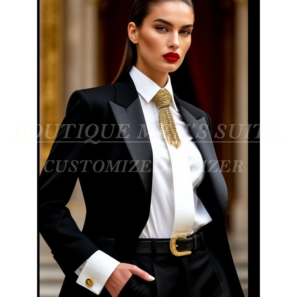 Customzied Black Women's Pants Sets Formal One-Button Peak Lapel Business 2 Piece Jacket Trousers Office Lady Clothing Costume
Customzied Black Women's Pants Sets Formal One-Button Peak Lapel Business 2 Piece Jacket Trousers Office Lady Clothing Costume