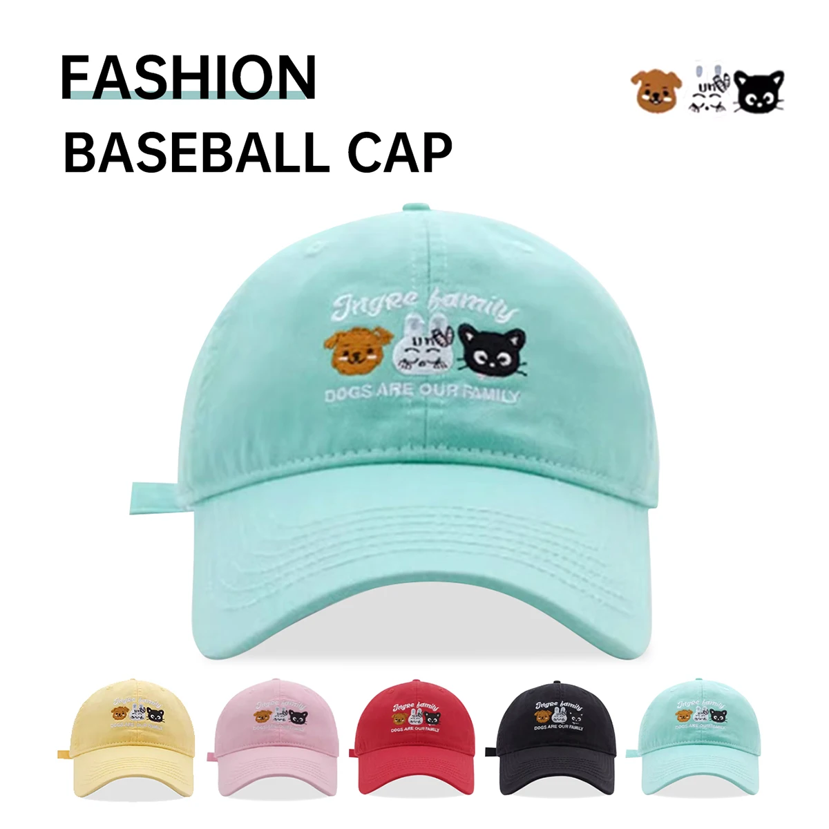Korean-Style Cartoon Puppy, Kitten, and Rabbit Cute Embroidered Baseball Cap for Women, Spring and Summer Sunshade, Sun Protection, Versatile, Face-Slimming Duckbill Cap
Korean-Style Cartoon Puppy, Kitten, and Rabbit Cute Embroidered Baseball Cap for Women, Spring and Summer Sunshade, Sun Protection, Versatile, Face-Slimming Duckbill Cap