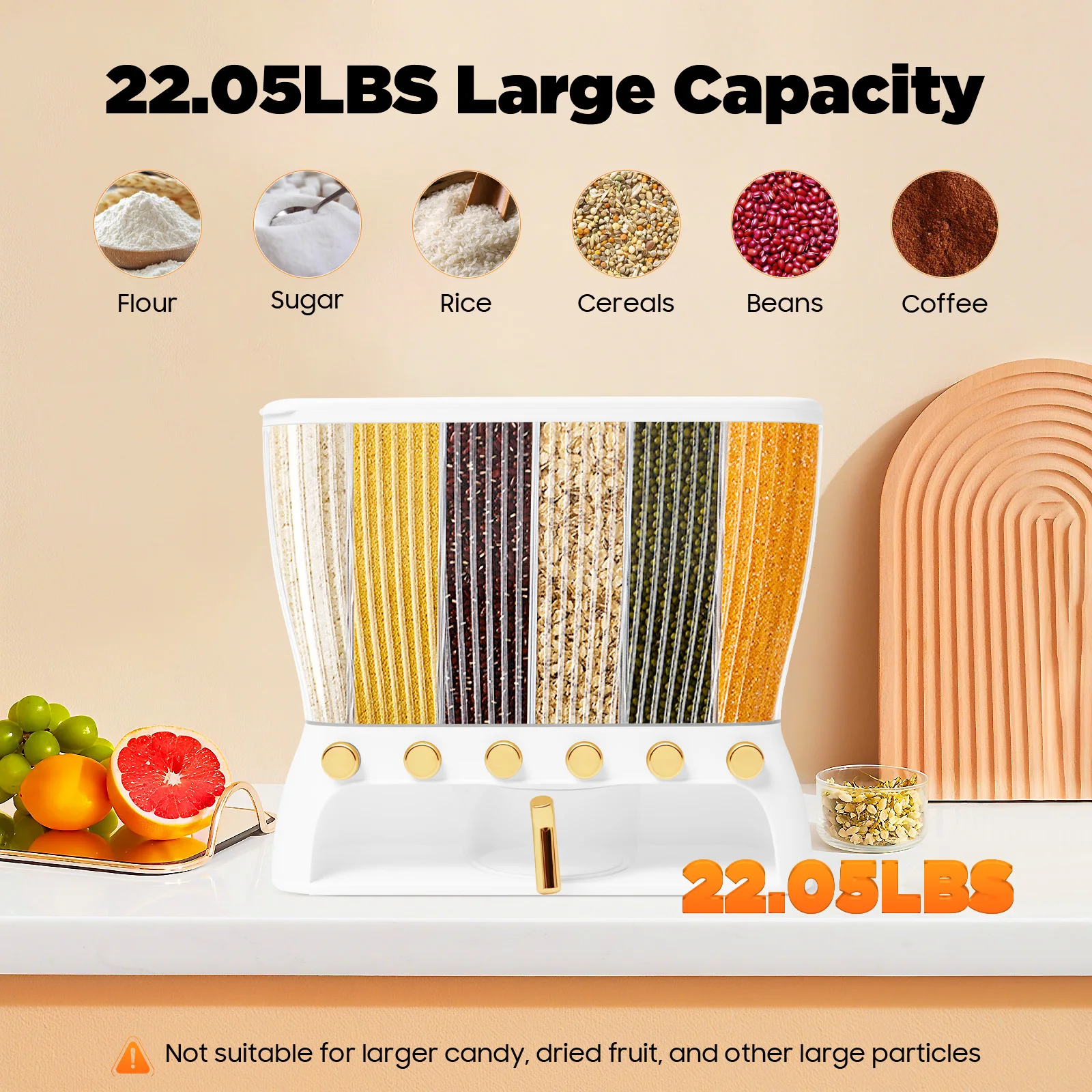 Wall Mounted Food Dispenser, 6-Grid Dry Food Dispenser, Kitchen Storage Dispenser with Measuring Cup, for Grains, Beans, Rice
Wall Mounted Food Dispenser, 6-Grid Dry Food Dispenser, Kitchen Storage Dispenser with Measuring Cup, for Grains, Beans, Rice