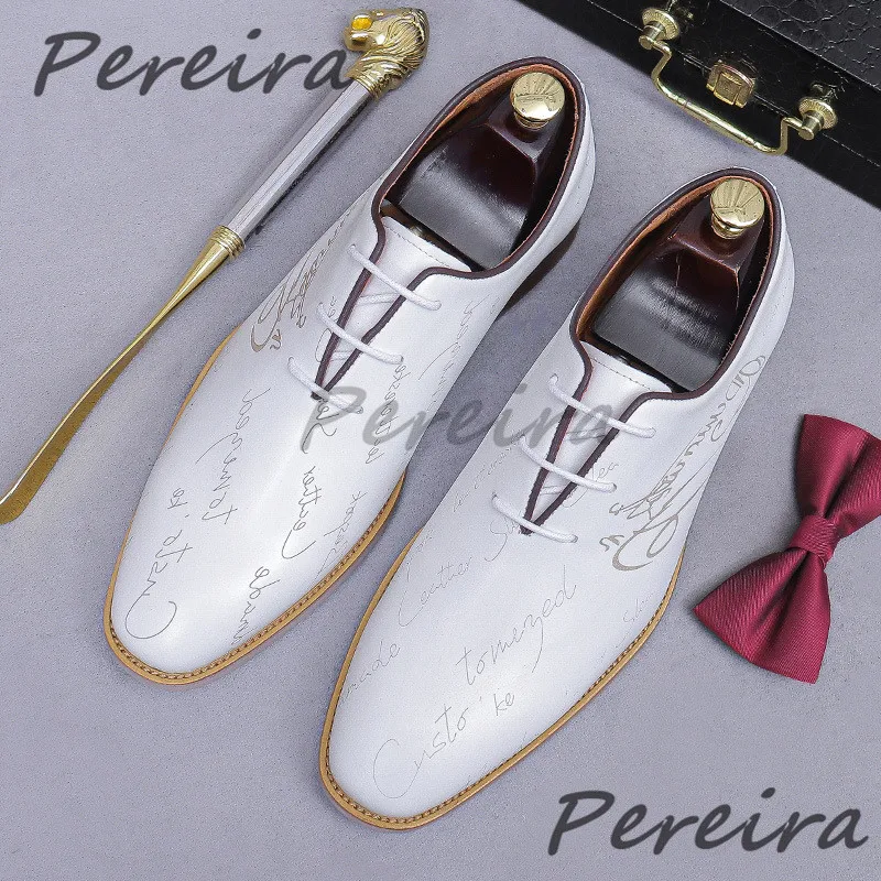 Men's Genuine Leather Oxfords English Printed Cowhide Business Dress Shoes White Apricot Round Toe Lace-Up Party Wedding Shoes
Men's Genuine Leather Oxfords English Printed Cowhide Business Dress Shoes White Apricot Round Toe Lace-Up Party Wedding Shoes