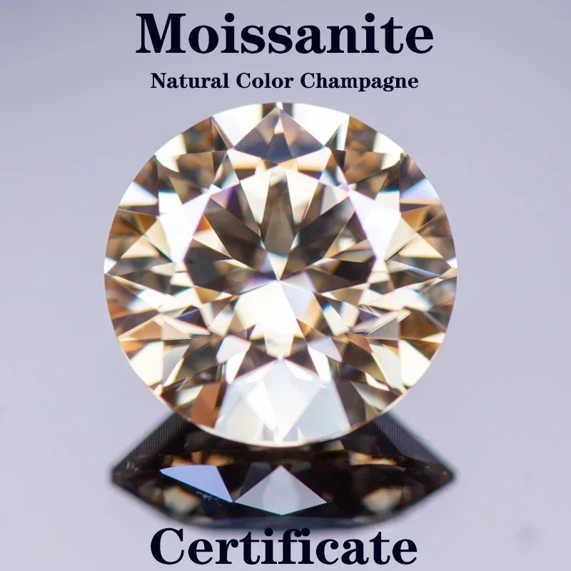 Round Cut Moissanite Stone Natural Champagne Color Artificial Gemstone DIY Ring Necklace Earrings Main Materials Certi
Round Cut Moissanite Stone Natural Champagne Color Artificial Gemstone DIY Ring Necklace Earrings Main Materials Certi