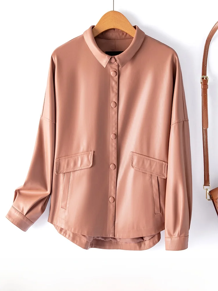 Leather Jaet Women's ort Casual Loose Vintage irt Sle Top Coat Spring Autumn New Arrival Quali Leather Outerwear
Leather Jaet Women's ort Casual Loose Vintage irt Sle Top Coat Spring Autumn New Arrival Quali Leather Outerwear