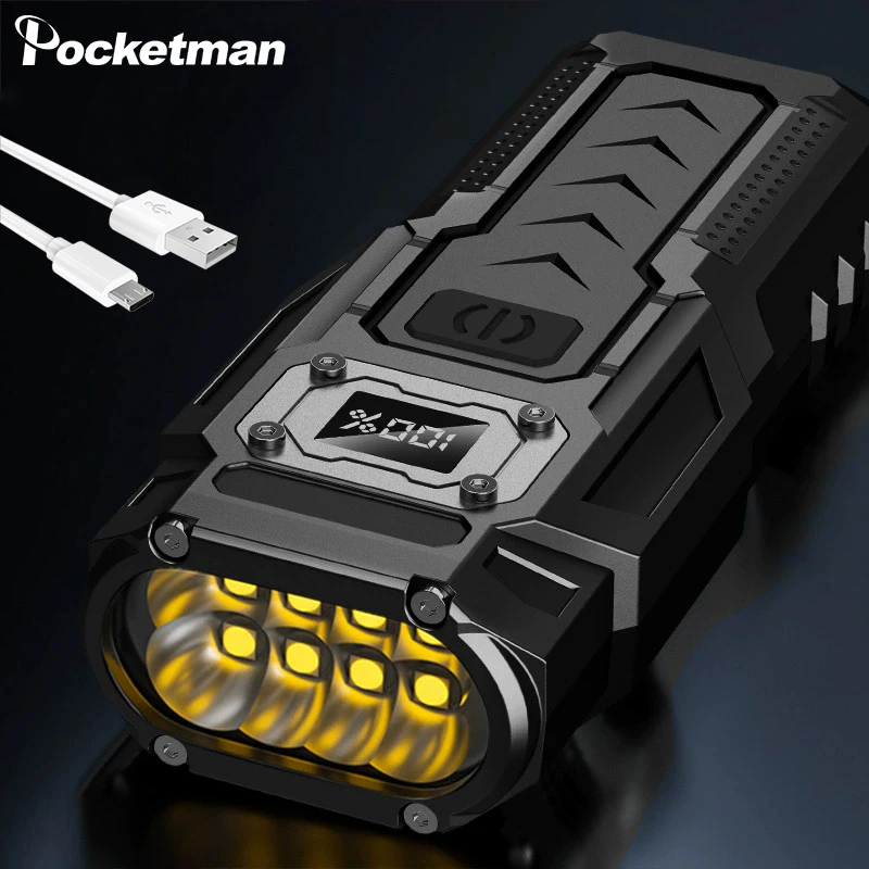 High Power 8*LEDs Multi-functional Flashlight with Magnet Auto Repair Lights USB Rechargeable Flashlights Emergency Torch